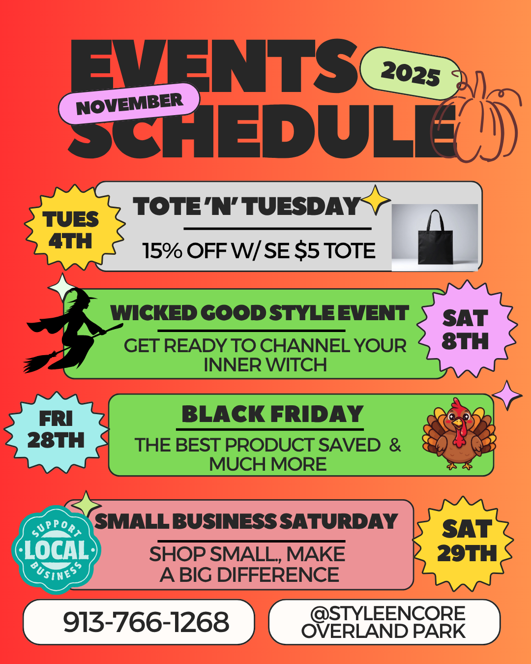 A calendar of events for November 2025